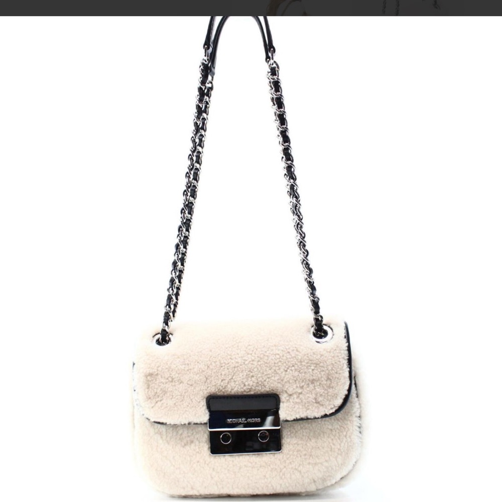 Michael Kors Sloan shearling crossbody bag.